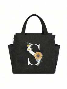 1 buc Geantă termică cu buzunar dublu Geantă de prânz cu capacitate mare, cu imprimeu de floarea-soarelui, pentru studenți, geantă termică pentru mese, geantă termică portabilă pentru picnic, geantă de prânz termică pentru birou, geantă de prânz școlară, geantă de prânz izolată pentru cutie de prânz, recipient pentru prânz pentru serviciu, birou, vacanță, pentru bărbați, pentru femei, pentru camping, cutie de prânz școlară, geantă de prânz multifuncțională pentru femei, cutie de prânz pentru școală, geantă impermeabilă pentru călătorii