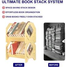 Desktop Bookshelf, Stackable Book Organizer With Handle, Storage Rack For CD/Magazine/File Folder, Portable Small Bookshelf For Study, Living Room, Kid's Room, No Nails, Medium Size