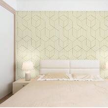 1 rouleau de papier peint adhésif or et beige, papier contact géométrique à rayures hexagonales, papier peint amovible et auto-adhésif, papier vinyle imperméable pour armoires, étagères, tiroirs, rénovation de chambre, stickers muraux, décoration murale, décoration d'intérieur