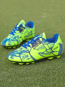 Camouflage Pattern Asymmetrical Color Asymmetrical Tongue Design Breathable Comfortable Outdoor Football/Soccer Shoes, Hiking Shoes, Cleats For Teenagers, Students, Campus Sports