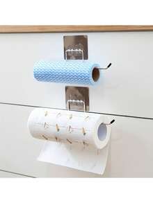 1 Piece Stainless Steel Heavy-Duty Wall-Mounted Paper Towel Holder (No Drilling Required) – Space-Saving, Drill-Free Installation, Modern Minimalist Design For Bathroom Storage, Suitable For Kitchen, Bathroom, Office, Restaurant – Easy To Install, Dual Function As Towel Rack & Towel Hook – Adhesive-Backed, Wall-Mounted, Ideal For Small Spaces, Durable Structure, Perfect For Apartment Living