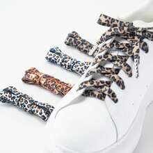1 Paar 8mm flache Leoparden-Muster + metallische Spitze bunte vielseitige Schnürsenkel