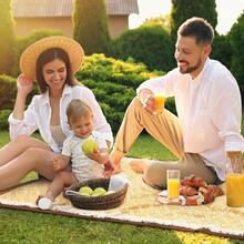 Waterproof Picnic Blankets Outdoor Blanket Foldable 2 In 1 Double Layer Sandproof Beach Mat With Carry Strap For Camping Lawn Park Beach Grass Yellow White