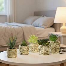 3/5 piezas de plantas suculentas artificiales en macetas de plástico - Suculentas falsas realistas para decoración del hogar, escritorio de oficina, estantería, baño - Vegetación interior de bajo mantenimiento, centro de mesa, decoración de boda y fiesta