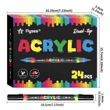 1pc Dual-Tip Acrylic Marker Pen, 24 Colors Student Art Professional Soft Brush Tip Painting Pens, Durable High-Quality Coloring Markers, Blendable Quick-Dry Filling Pens, Non-Bleed Graffiti Pens, Highlighters, Hand-Drawn Pens, Watercolor Pens, Holiday Card Painting Supplies - Soft Tip Marker Pen - View 7