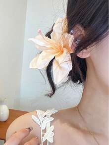 1个优雅百合仙子立体花朵发夹，独特花朵发爪发饰，充满大气感的街头风，夏季配饰，旅行必备，发夹，发卡，发卡，发爪，上学用品，女士度假装扮，发饰，头部配饰，发卡 - 彩色 - 查看 10