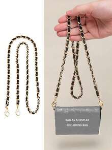 1 件 120 厘米长 PU 皮革包带，适用于斜挎包肩包带，手提包替换配件，8 毫米宽包链，手机挂颈链 - 黑色 - 查看 2