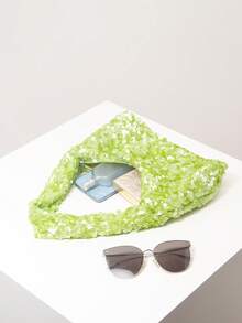 Sequin Shoulder Bag, Bridal Party, Glittering Sequin Shoulder Bag, Prom Bag, Prom Accessories, Elegant Women's Bag, Wedding Items (Pattern Random) - Green - View 6