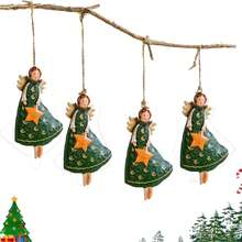 1 PIEZA Decoración de ángel de madera, decoraciones de árbol de Navidad 2D y artesanías navideñas, decoraciones de escena, decoraciones navideñas, decoraciones de habitación, decoraciones para el hogar, decoraciones de oficina, decoraciones para fiestas temáticas, decoraciones de Navidad