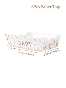 6个一次性纸盘，零食托盘，婴儿派对装饰，一次性食品容器，饼干烘焙托盘，爆米花盒，婴儿派对餐具，婴儿派对装饰，一周岁生日派对用品，性别揭晓派对装饰 - 嬰兒 - 查看 11