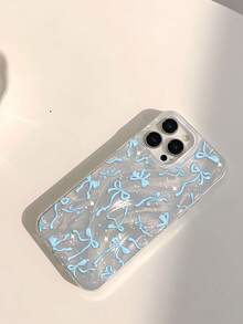 1 件少女粉色蝴蝶结和波尔卡圆点图案穿孔羽毛软手机壳，适合 11/12/13/14/15/16 Pro Max - 彩色 - 查看 3