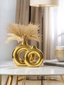 1 قطعة، خيارين للحجم، إناء سيراميك على شكل دونات ذهبي لامع، مناسب لديكور المنزل، ديكور طاولة حديث بسيط، حفل زفاف، غرفة المعيشة، رف الكتب، المكتب، مدخل المنزل، هدية عيد ميلاد، هدية عيد الميلاد، أفضل ديكور غرفة إناء زجاجي - متعدد الألوان - مشاهدة 4