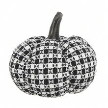 7x7x7" Fabric Black Stripe Pumpkin Decor, For Holiday Halloween Decoration