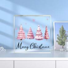 2D Flat, 1pc Pink Acrylic Christmas Tree Decor, Essential For Festive Ambiance, Classic Elegant Desktop Decoration For Home, Office, Tabletop - No Electricity Required, Unique Gift For Christmas, Birthday, Anniversary