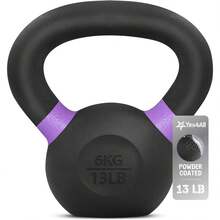 Powder Coated Cast Iron Kettlebell Strength Training Kettlebells Weight Set For Full Body Workout, Home Gym - B - Purple - 6 KG / 13 LB - View 1