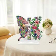 Kit de pictură cu diamant 2D plat, 1 buc., DIY, pentru adulți, pentru obiecte de birou, model cruce și fluture floral, potrivit pentru începători, decorativ pentru Halloween, Crăciun, cadouri de Ziua Îndrăgostiților, cadou ideal