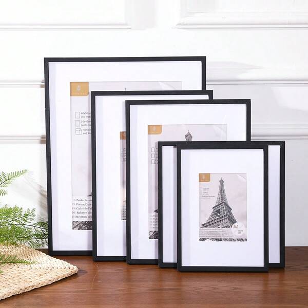 1/2pcs Black Wooden Art Photo Frame, Modern Home Decor Minimalist Wall Hanging Frame, A4 With Stand, Can Be Placed Or Hung, Art Frame, 30x40cm, A3 Solid Wood Frame