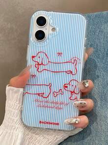 Ốp lưng điện thoại mềm dẻo hình chú chó sọc xanh dễ thương, tương thích với iPhone 17 Pro Max, 17 Pro, 17 Air, 15, 16, 17 Pro Max, 14 Pro, 13, 12, 11 Plus. Quà tặng sinh nhật mùa xuân. - Màu xanh lam - Xem 3