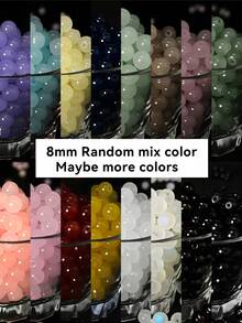 60 顆 8 毫米經典純色玻璃珠,適合手工 Diy 串珠首飾,適合日常佩戴,男女,可用於手鍊和項鍊編織