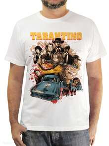 Tarantino T-Shirt Movie Series Blouse Unisex Shirt 100% Cotton New Release Shipping Various Colors!! PLUS SIZE - 白色 - 查看 2