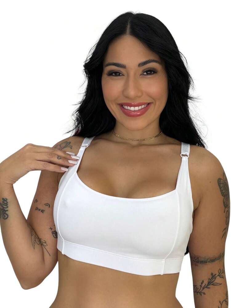 Microfiber Padded Bra With Reinforced Support Straps - 白色 - 查看 3