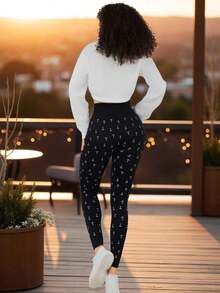 Set de 2 piezas Legging con estampado a cuadros de talle alto paquete de 2 pzas trendy Pantalones de Yoga - Naranja - Ver 7