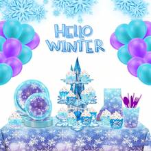 1件装雪花冬季卡通城堡造型蛋糕桌浪漫生日派对三层蛋糕桌甜点架甜点托盘 - 彩色 - 查看 7