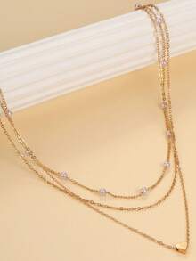 1 chiếc vòng cổ mạ vàng 18K phong cách cổ điển thanh lịch với trang trí ngọc trai giả và mặt dây chuyền tua rua - Thích hợp để đeo hàng ngày và những dịp đặc biệt - Vàng - Xem 7