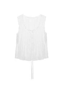 法式软系带无袖白色上衣 - 白色 - 查看 10