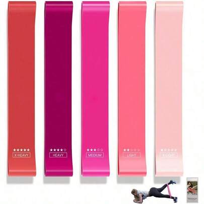 5-Piece Yoga Resistance Band Set For Home Workouts TPE Material High Elasticity And Durability Perfect For Yoga Squats Glute Exercises Strengthen Legs Hips And Thighs