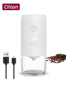 CLITON 1pc, Electric Coffee Grinder, Automatic Coffee Bean Grinder, Portable Home Small Bean Chopper,Portable Electric Ceramic Conical Burr Coffee Grinder - Adjustable Grind Settings For Perfect Whole Bean Grind, Enhance Coffee Taste And Flavor,Christmas GiftKitchen Gift