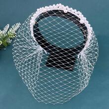 1pc White Pearl Bridal Birdcage Veil - Charming Bride Hat, Ladies Blusher Face Veil, Wedding Headband Accessory For Weddings, Proms, And Parties Fall Clothes For Women - White - View 6