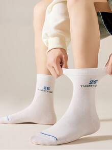 10/5/1 Pair Men Anti-Odor Moisture Wicking Simple Versatile Running Sports Socks, Autumn/Winter Long Tube Couple Socks, Black & White Casual Socks, Comfortable Soft Classic Socks For Students