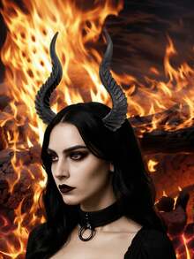 万圣节恶魔角头箍，节日服装头饰，角色扮演化妆派对嘉年华舞台表演装饰，发带，发箍，女士发箍 - 彩色 - 查看 13