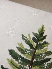 1pc Pine Tree & Snowflake Embroidered Throw Pillow Cover, Home Decor Suitable For Living Room, Bedroom, Sofa, Party, Car And Various Environments, Autumn/Winter - Multicolor - View 9