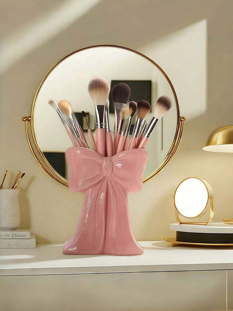 1 Peça Caixa de Armazenamento de Maquiagem em Formato de Laço Fofo - Organizador de Pincéis e Suprimentos de Escritório, Design Elegante de Suporte para Pincéis de Maquiagem, Ideal para Meninas, Estudantes e Mulheres como Decoração Criativa (Consulte a Tabela de Tamanhos ao Comprar) - Multicolorido - Visão 2