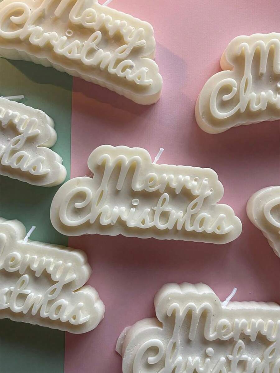 1pc Christmas Blessing Silicone Mold, Suitable For Scented Candles, Plaster Art Letters, Resin Text Shaping And Clay DIY, Widely Used For Homemade Crafts, Studio Decor Design, And Art Relaxation Creation, Highly Practical And Easy To Clean.