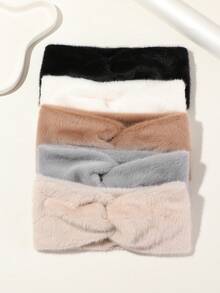 1pc Cute & Cozy Solid Color Plush Bow Headband, Suitable For Daily Life, Outings, Decorative Styling For Women Fall Hair Accessories Autumn Women Bandana Sport Sweatband Yoga Hair Wrap Workout Winter Hair Band For Vacation Outfits Woman Elegant Scarf Summer Outfits - Multicolor - View 1