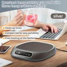 1pc Coffee Mug Warmer, Thermostatic Touch Heating Cup Mat With 3-Speed Temperature Control, Portable Constant Temperature Coffee Cup Heating Coaster, USB Powered Electric Smart Heating Pad Heater For Beverage, Milk And Tea, Ideal For Home & Office Use - 彩色 - 查看 12
