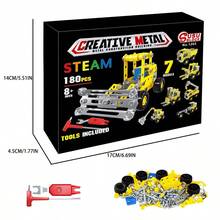 139片益智拼图模型车，STEAM科学积木玩具，金属DIY摩托车模型，儿童合金模型车，工程车拼图积木玩具，适合作为圣诞礼物，积木，科学，摩托车玩具，青少年男孩礼物，摩托车玩具，科学礼物，男孩玩具，男孩玩具 - 彩色 - 查看 5