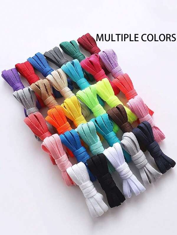 1 Pair Classic Flat Woven Polyester Shoelaces, Multiple Colors Available, 1.2M Length, Unisex