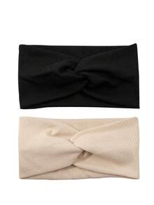 3件套女士纯色扭结细节休闲发带，适合日常、返校、健身、头巾、吸汗带等场合，是学校、大学、秋冬季节的理想发饰，也适合度假装扮，优雅的女士围巾，柔软的头巾。