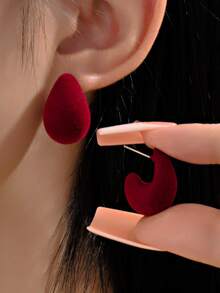 2pcs Fashionable Minimalist Geometric Teardrop Gold/Silver Earrings