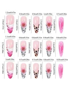30 miếng dán móng tay họa tiết da báo Pháp và hoa hồng 3D hình hạnh nhân đính đá, thích hợp cho phụ nữ và bé gái sử dụng trong các bữa tiệc, dạ hội và hàng ngày, có thể tháo rời và tái sử dụng. - Nhiều màu - Xem 5