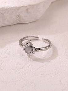 Fashion Pink Sun Stainless Steel Open Rings For Women, 18K Gold-Plated Anti Fading Finger Ring, Golden Wedding Jewelry Party Accessories, Christmas Gifts For Best Friends/Mom