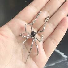 Spider-Shaped Earrings With Silvery , Simulated Spider Legs Design Featuring Synthetic Synthetic Zirconia In The Middle - Dark Style Full Ear Hoop For, Creative Minimalist Punk Fashion Statement Piece, For Teenager - Đỏ - Xem 6