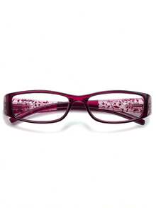 2pcs Rectangle Diamond Decorated Pattern Fashion Glasses, Suitable For Work, Computer Use & Daily Wear - Đen + Tím - Xem 11