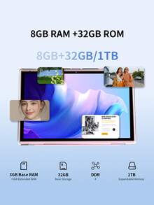Coopers 10.1 Inch Android 15 Tablet With Protective Case, WiFi Tablet, RK3326S Quad-Core 1.6GHz/3GB RAM 32GB ROM/2.4G+5G WiFi+WiFi 6/BT 5.2/FHD IPS Touchscreen/2MP+5MP Dual Camera/6000mAh/Support 1TB SD Expansion/Support Widevine L1 (Adapter Not Included) - Pink - View 5