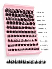 Asiteo 100片D型卷翘动漫风细长假睫毛，8-16毫米混合长度，蓬松纤长单根睫毛，适合家用睫毛嫁接