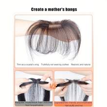 8inch Elegant Human Hair Straight Hair Full Hand Crochet Bangs Wig Universal For All Hair Types And Skin Colors - 彩色 - 查看 4